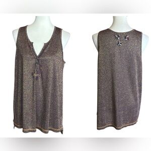 Aratta Silent Journey Metallic Sleeveless Top with Jewel bees Size Large